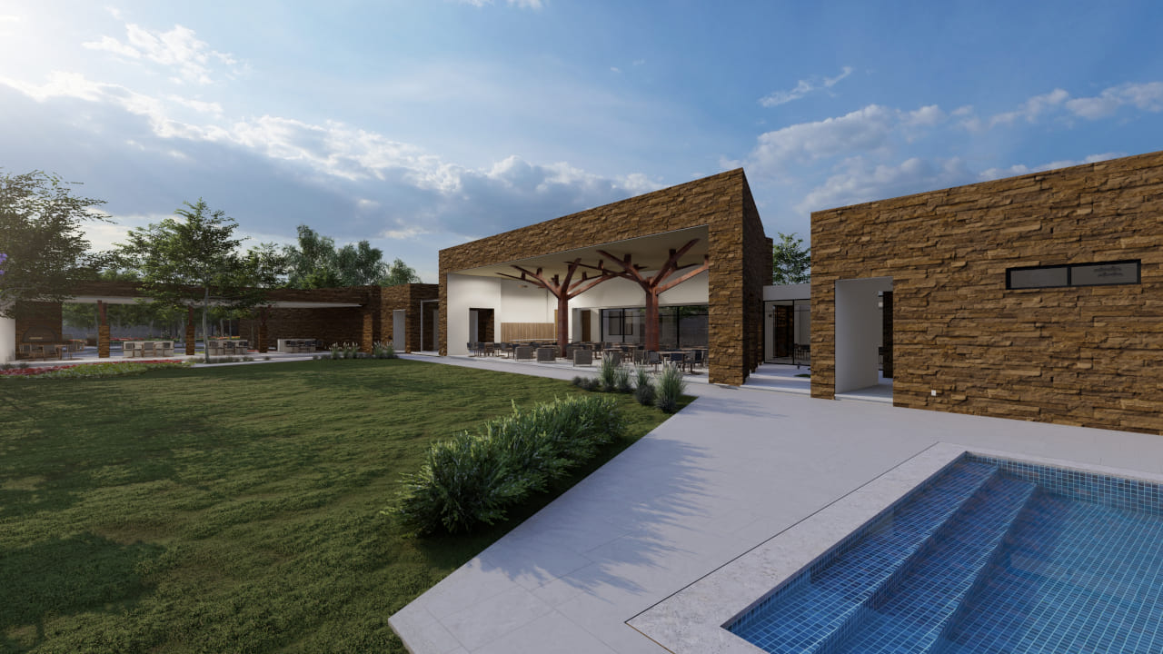 Terraza para eventos y área verde grand natura