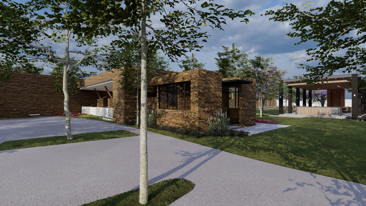 Área de asadores y horno de pizzas 