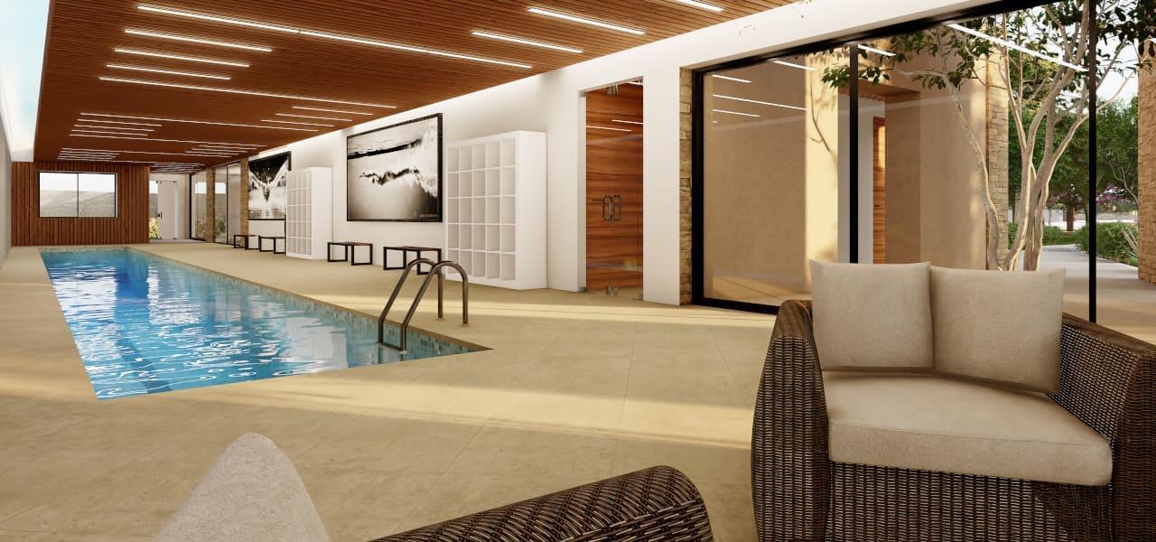 Alberca techada semiolimpica con 2 carriles de nado