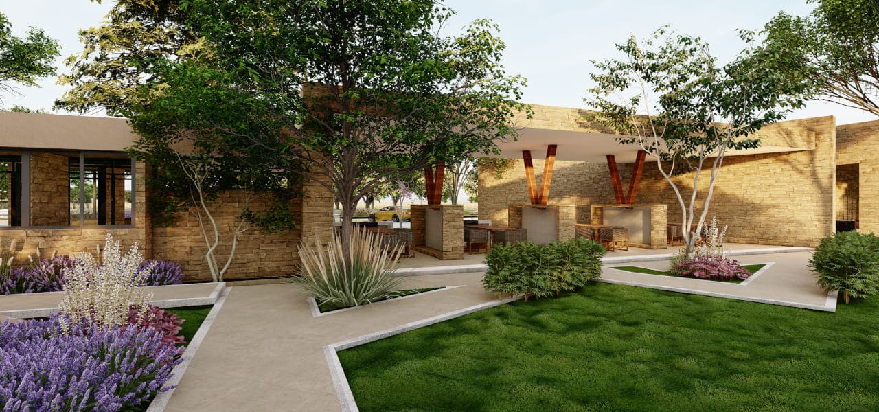 Área de asadores y horno de pizzas